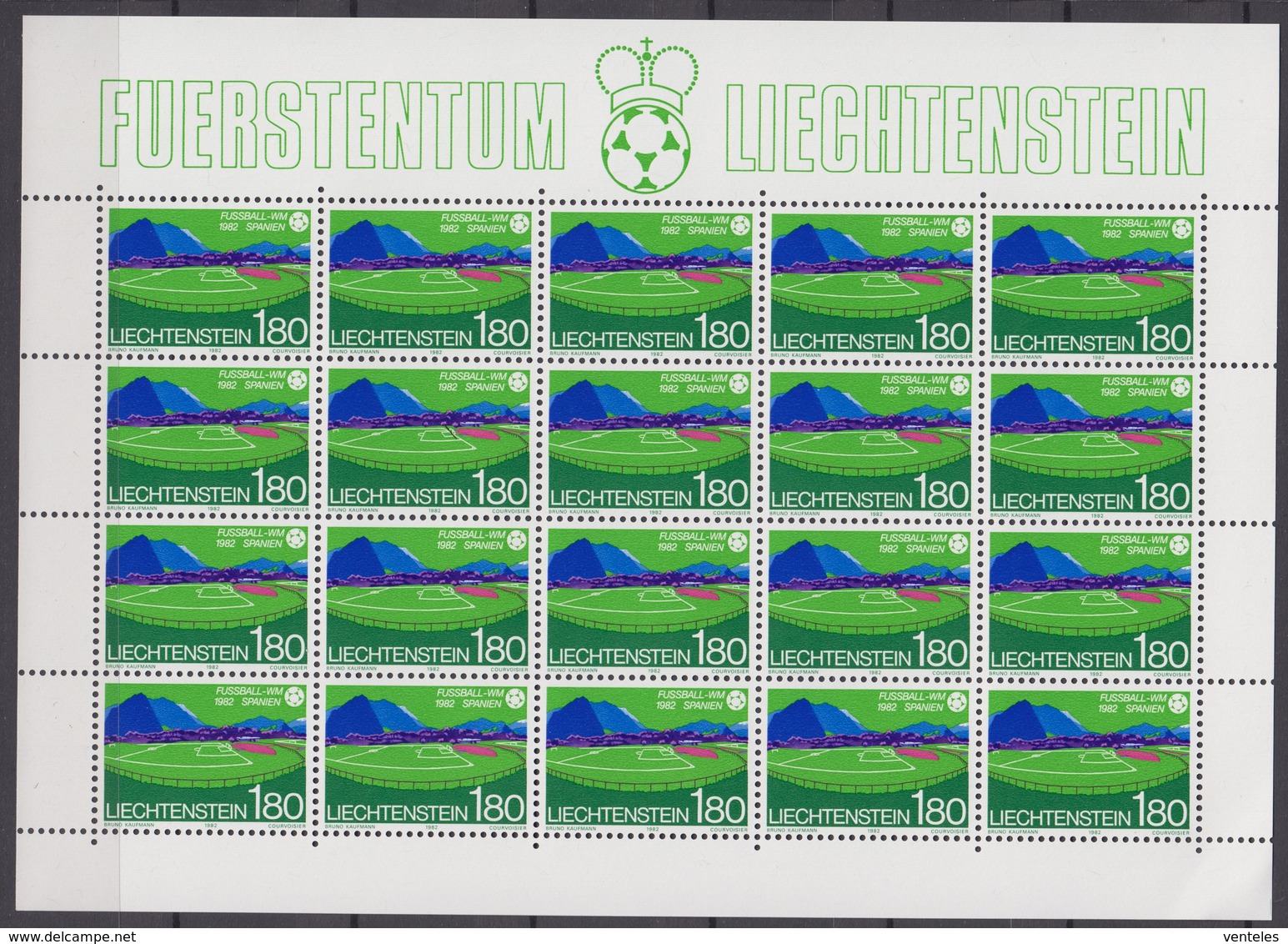 Liechtenstein 07.06.1982 SHEET Mi # 799-801 Soccer, 1982 FIFA World Cup MNH OG - 1982 – Spain
