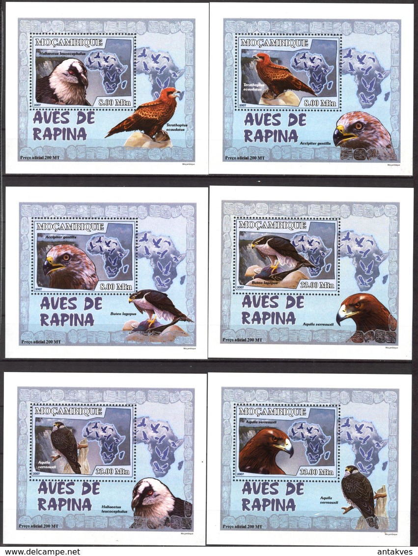 A{140} Mozambique 2007 Birds Of Prey 6 S/S Deluxe MNH** - Mozambique