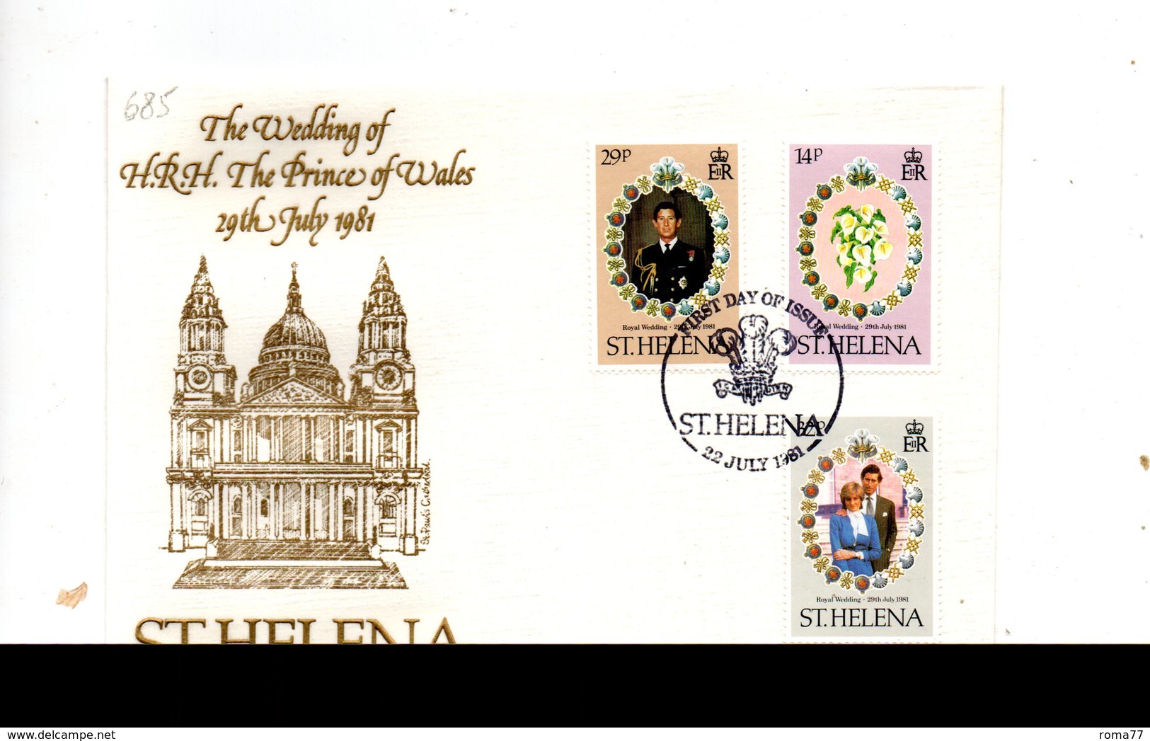 LAB685 - ST. HELENA 1981 , Royal Wedding  Charles Diana Su FDC - Isola Di Sant'Elena