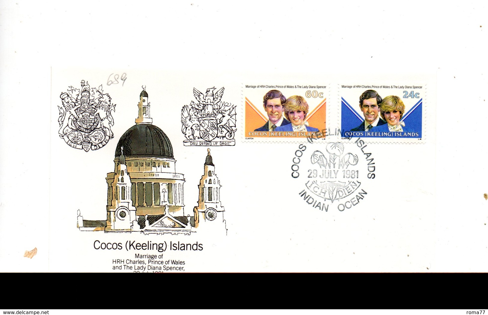 LAB689 - COCOS 1981 , Royal Wedding   Charles Diana Su FDC - Isole Cocos (Keeling)