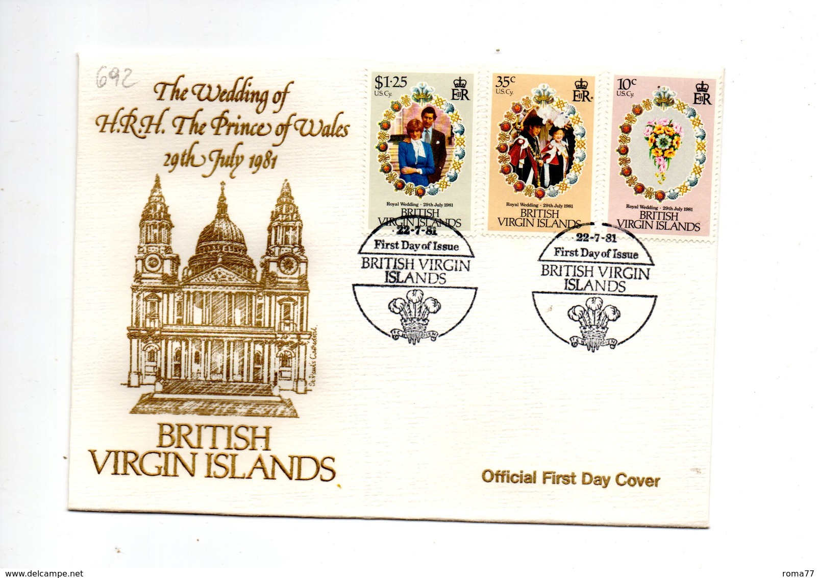 LAB692 - VIRGIN VERGINI 1981 , Royal Wedding   Charles Diana Su FDC - British Virgin Islands