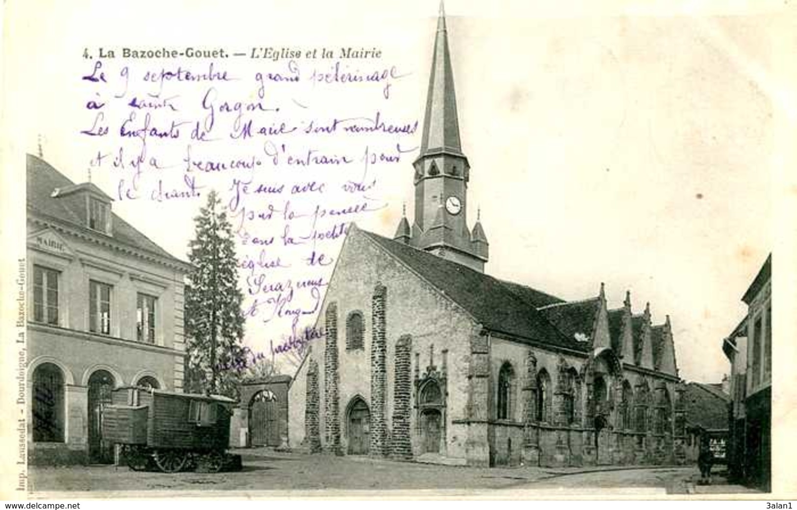 LA BAZOCHE GOUET    =  L'église Et La Mairie   751 - Autres & Non Classés