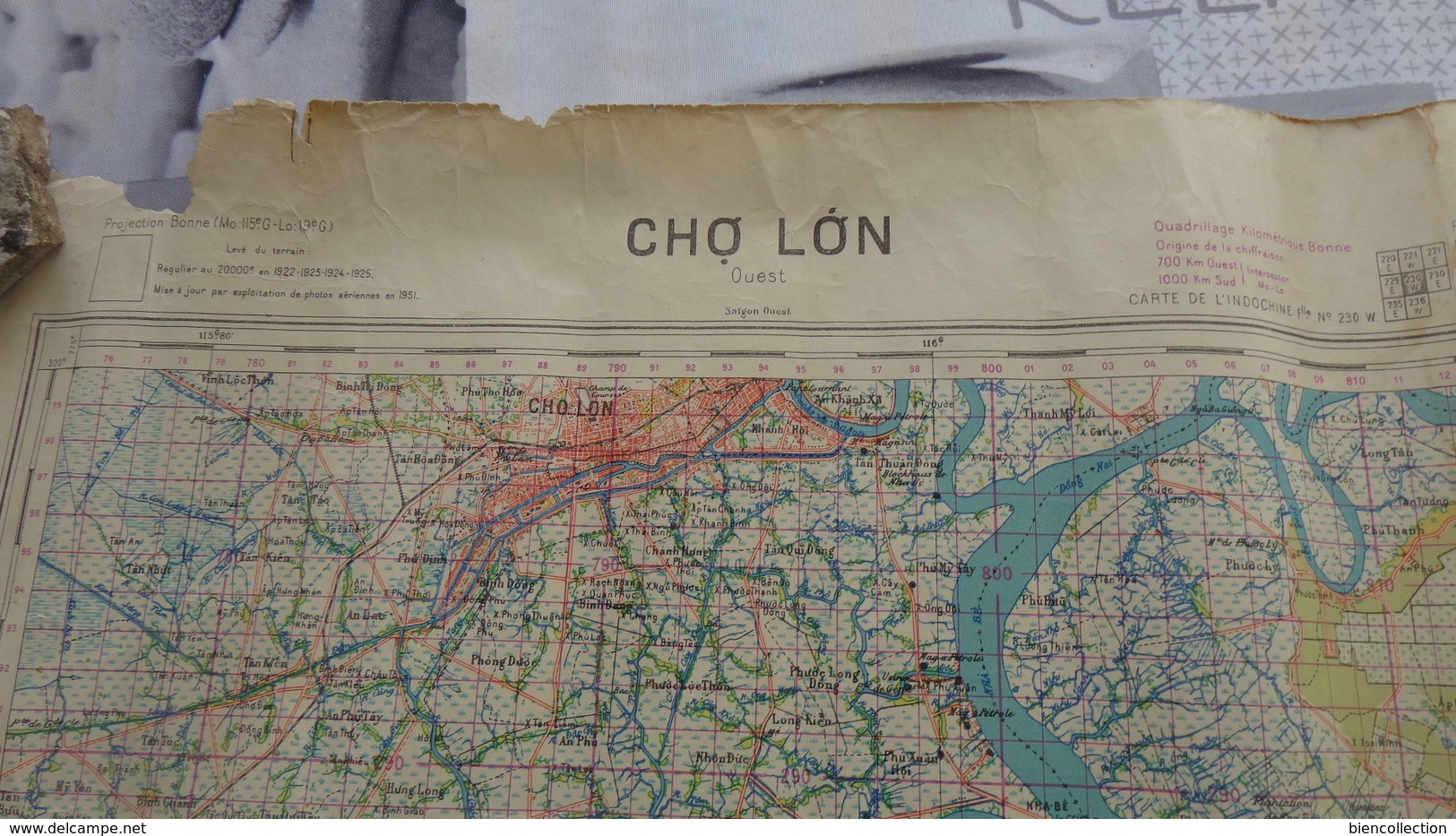 Carte Topographique D'état Major De L'Indochine Secteur Cho Long De 1951 - Cartes Topographiques