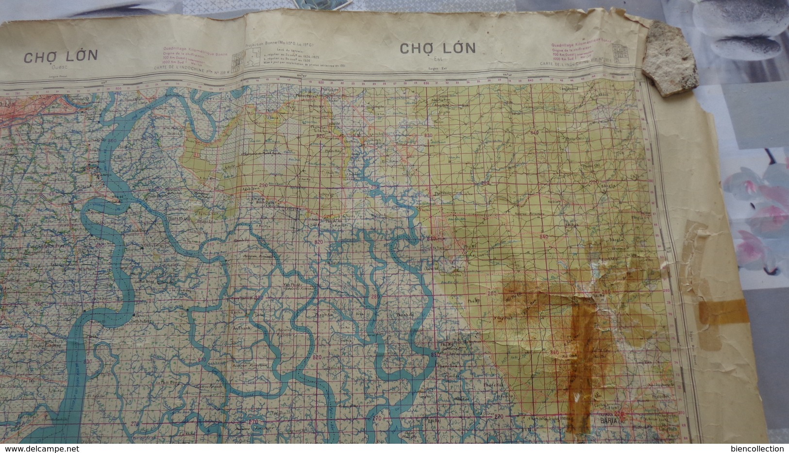 Carte topographique d'état major de l'Indochine secteur Cho Long de 1951