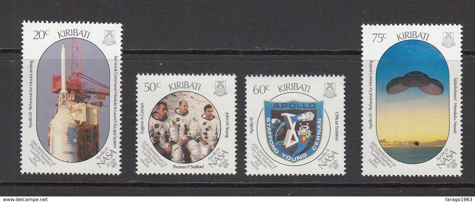 1989 Kiribati Moon Landing NASA Space   Complete Set Of 4 MNH - Kiribati (1979-...)