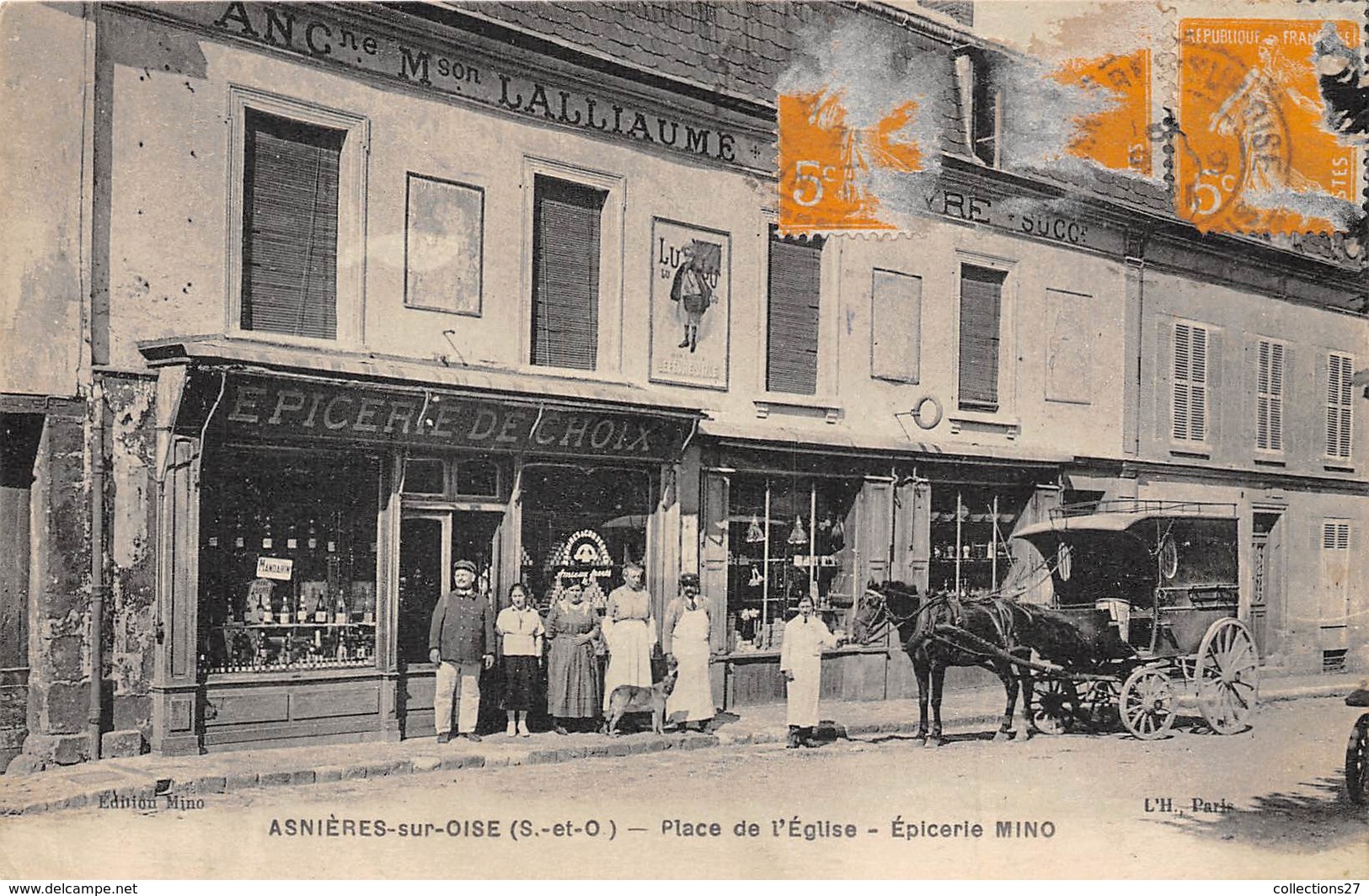 95-ASNIERES-SUR-OISE- PLACE DE L'EGLISE EPICERIE MINO - Asnières-sur-Oise