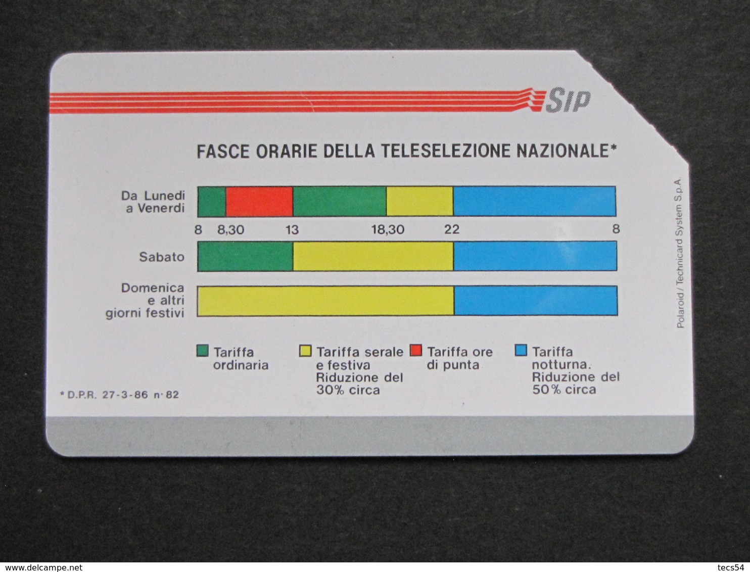 ITALIA 1127 C&C - FASCE ORARIE TECHNICARD POLAROID 30.06.91 - USATA USED - Públicas Figuración Ordinaria
