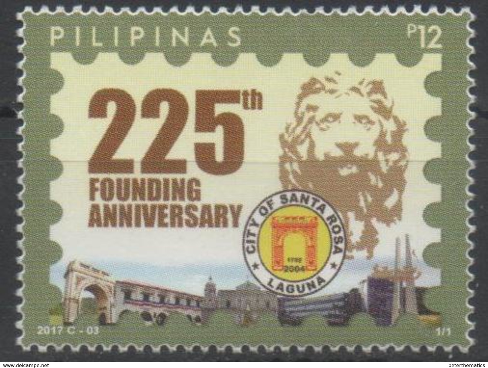 PHILIPPINES, 2017, MNH, SANTA ROSA CITY, LIONS, 1v - Geography