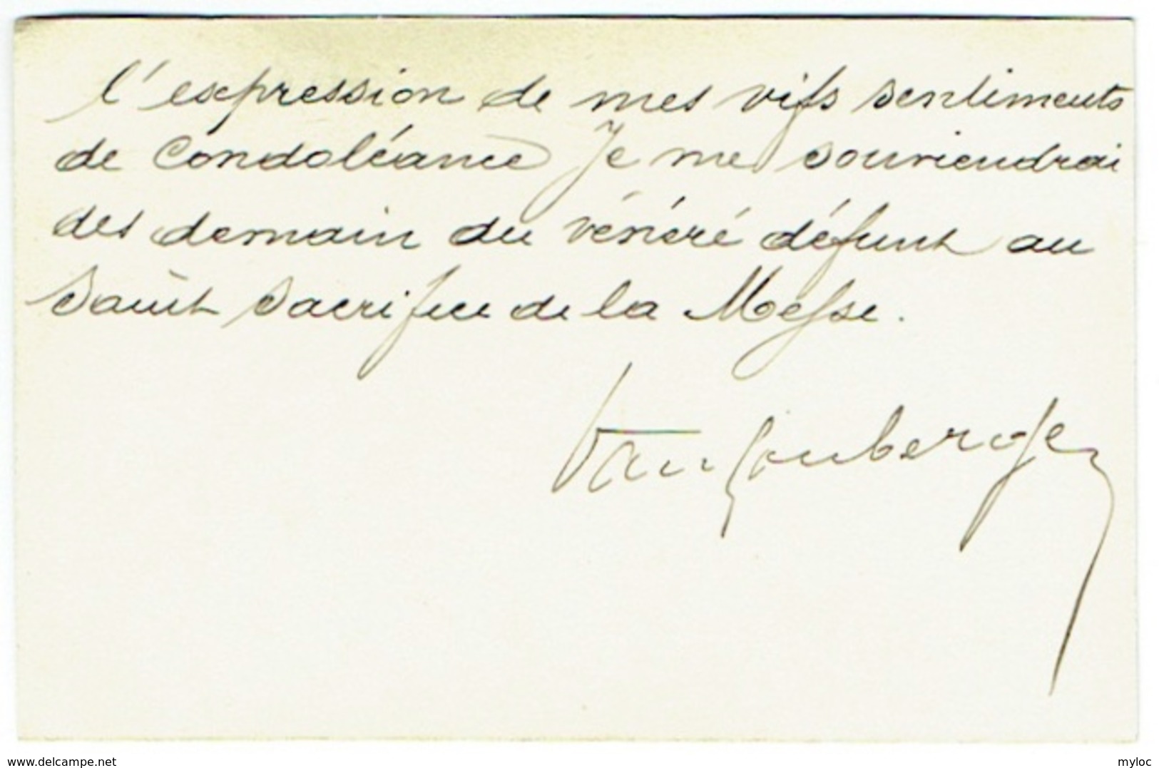 Carte Visite. Religion. Van Goubergen, Curé De Saint-Servais, Schaerbeek. Autographe, 1912 - Cartes De Visite