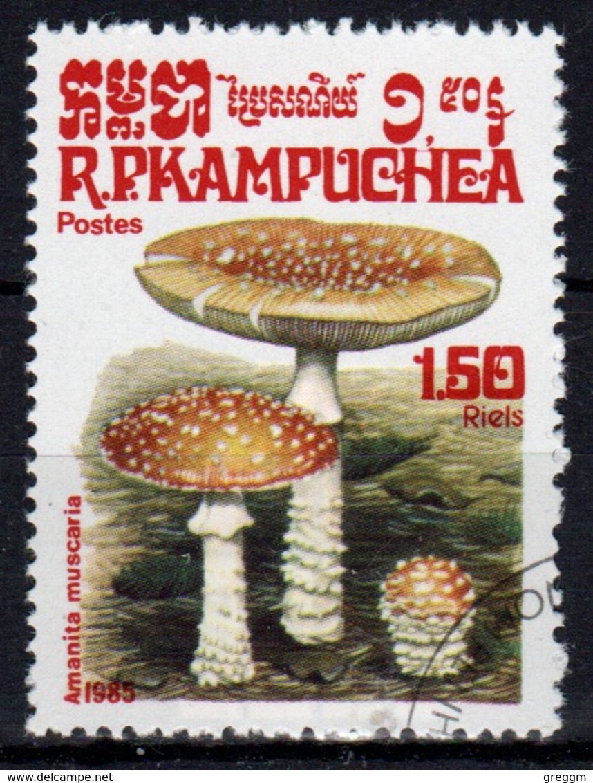 Kampuchea Single 1r 50c Stamp From The 1985 Set Celebrating Fungi. - Kampuchea