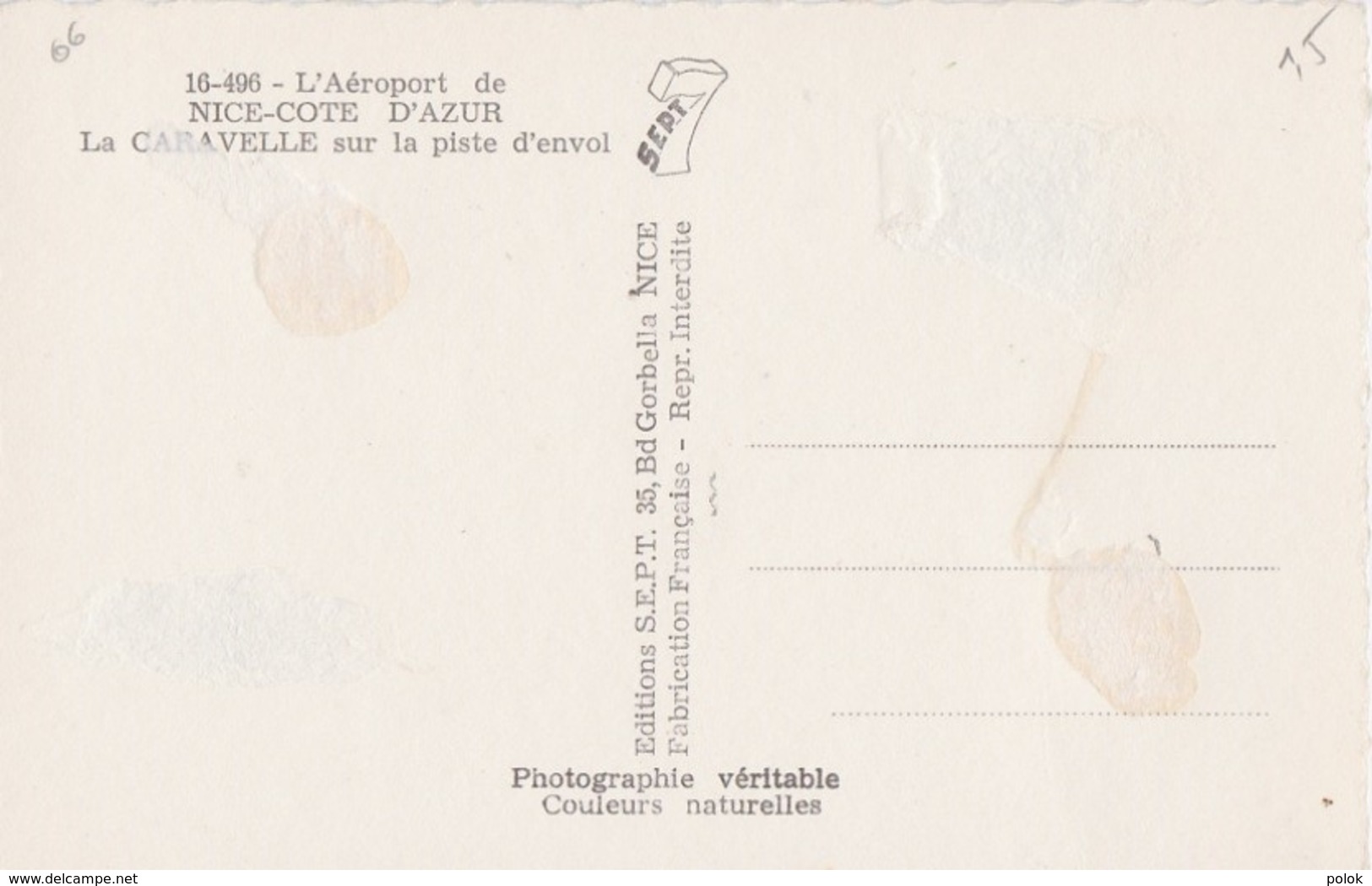 Bt - Cpsm Petit Format NICE - Aéroport - La Caravelle Sur La Piste D'envol - Luchtvaart - Luchthaven