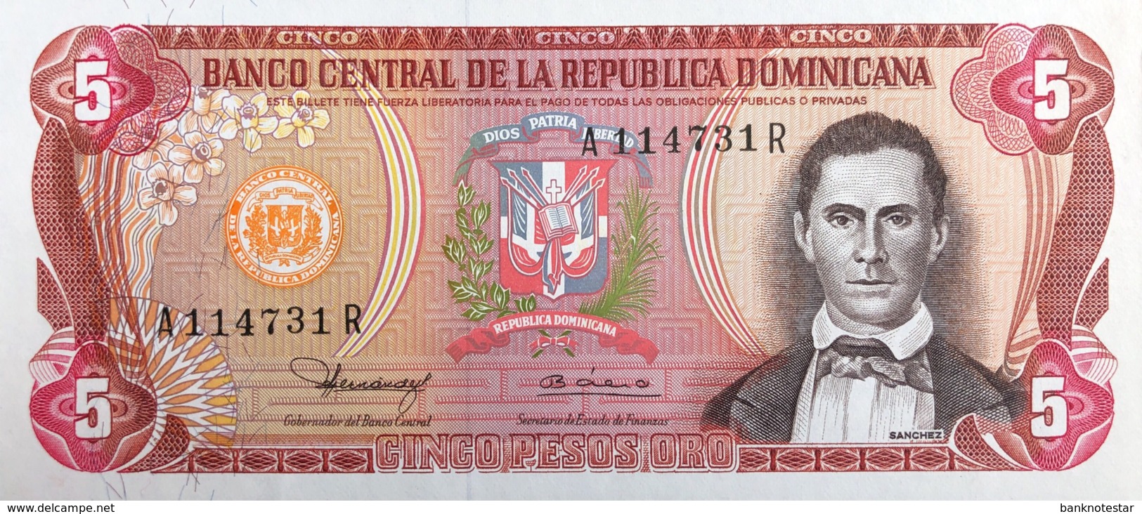 Dominican Republic 5 Pesos Oro, P-118b (1980) - UNC - Scarce Date - Dominikanische Rep.