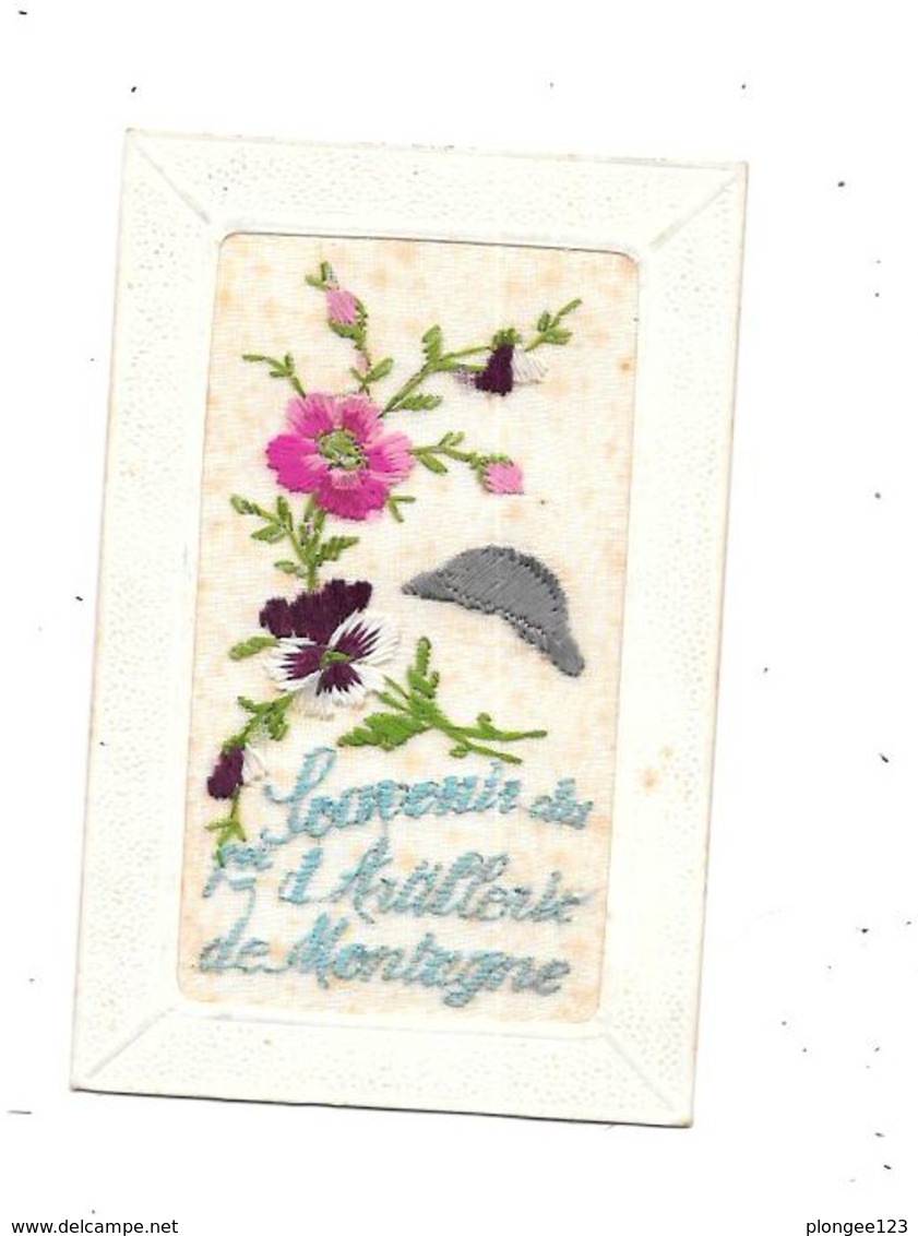 Carte BRODEE : Souvenir Du 1er  D'Artillerie De Montagne, - Régiments