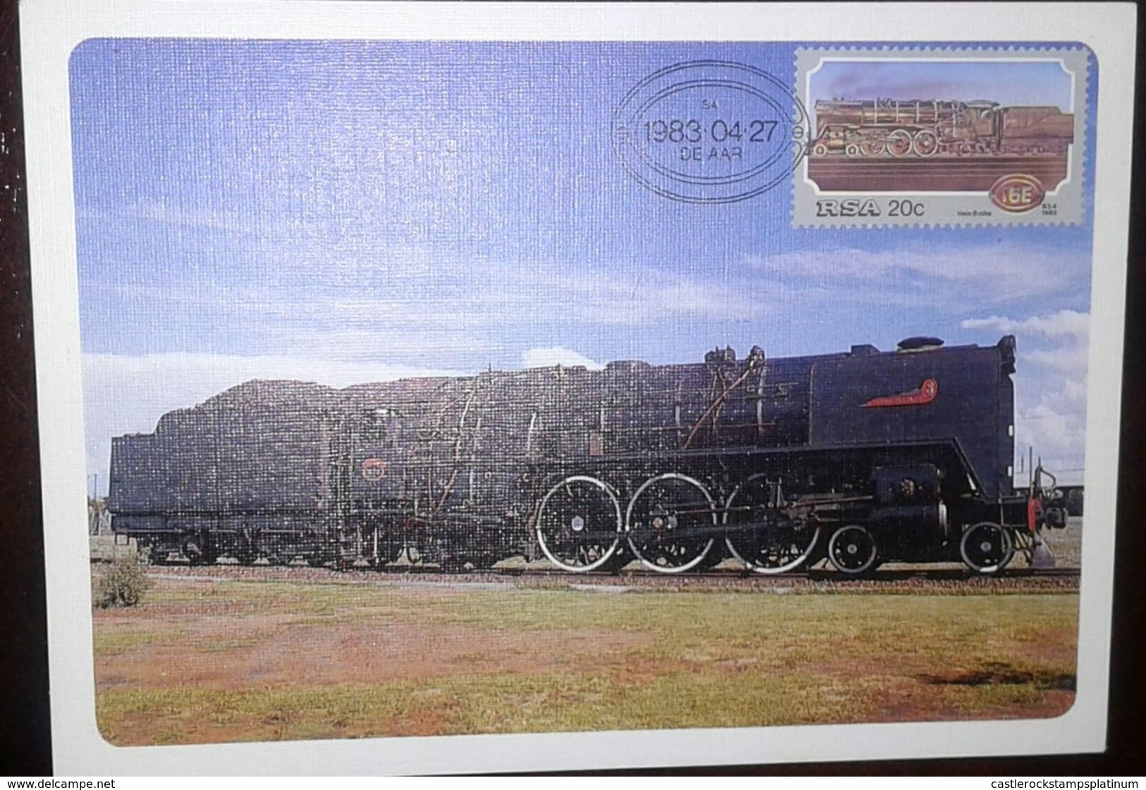 O) 1983 SOUTH AFRICA, STEAM LOCOMOTIVES- TRAIN CLASS 16E SCT 615, MAXIMUM CARD, XF - Covers & Documents