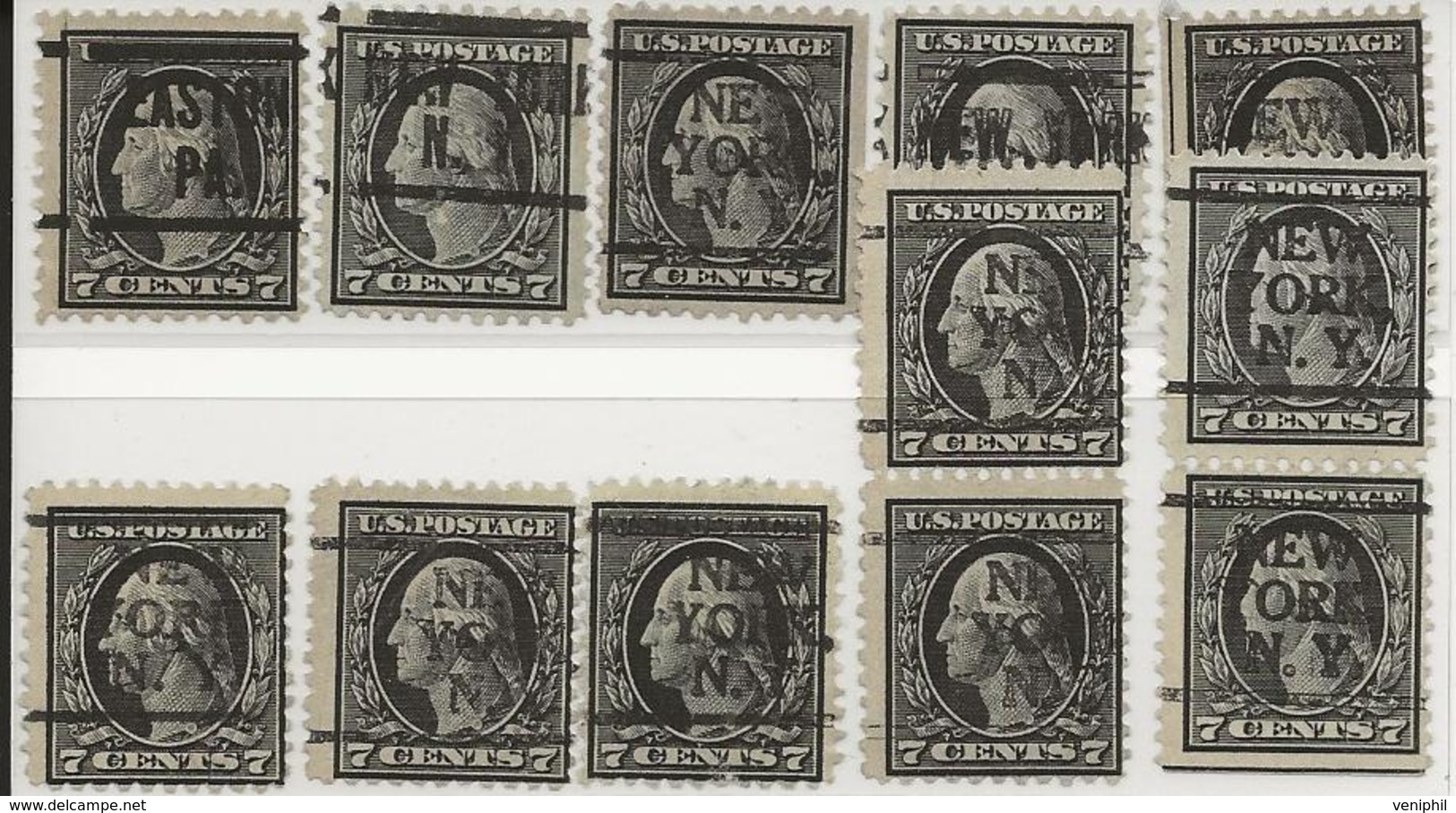 ETATS UNIS - N° 184 OBLITERE - LOT DE 12 EXEMPLAIRES - ANNEE 1912-15 - COTE : 76 € - Usados