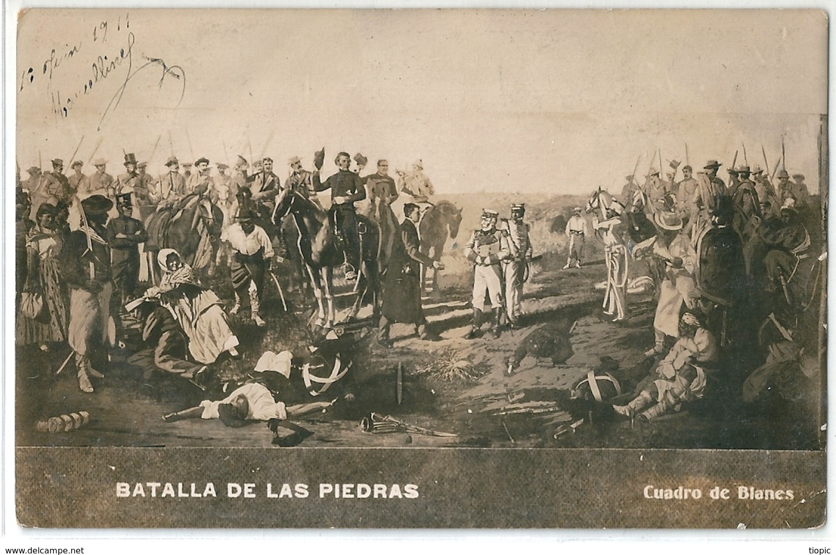 Carte Photo N Et B   D' URUGUAY    -  Batalla De Las Piedras  -  Cuadro De Blancs .  - - Uruguay