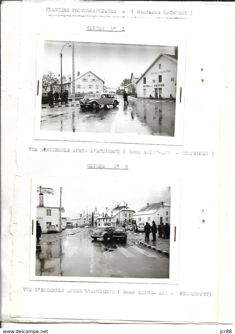 Vosges - 88 - Saint Amé- Photos Accidents 1968 - Altri & Non Classificati