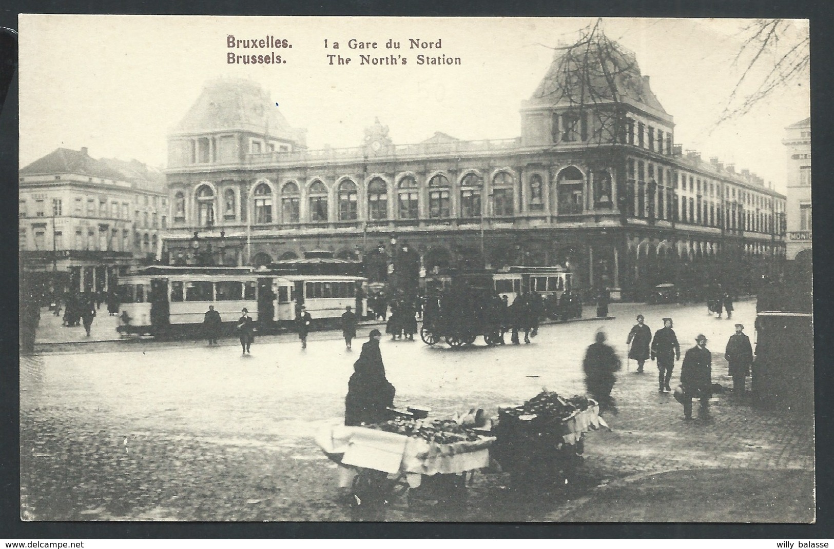 +++ CPA - BRUSSEL - BRUXELLES - La Gare Du Nord - Statie - Tram   // - Chemins De Fer, Gares