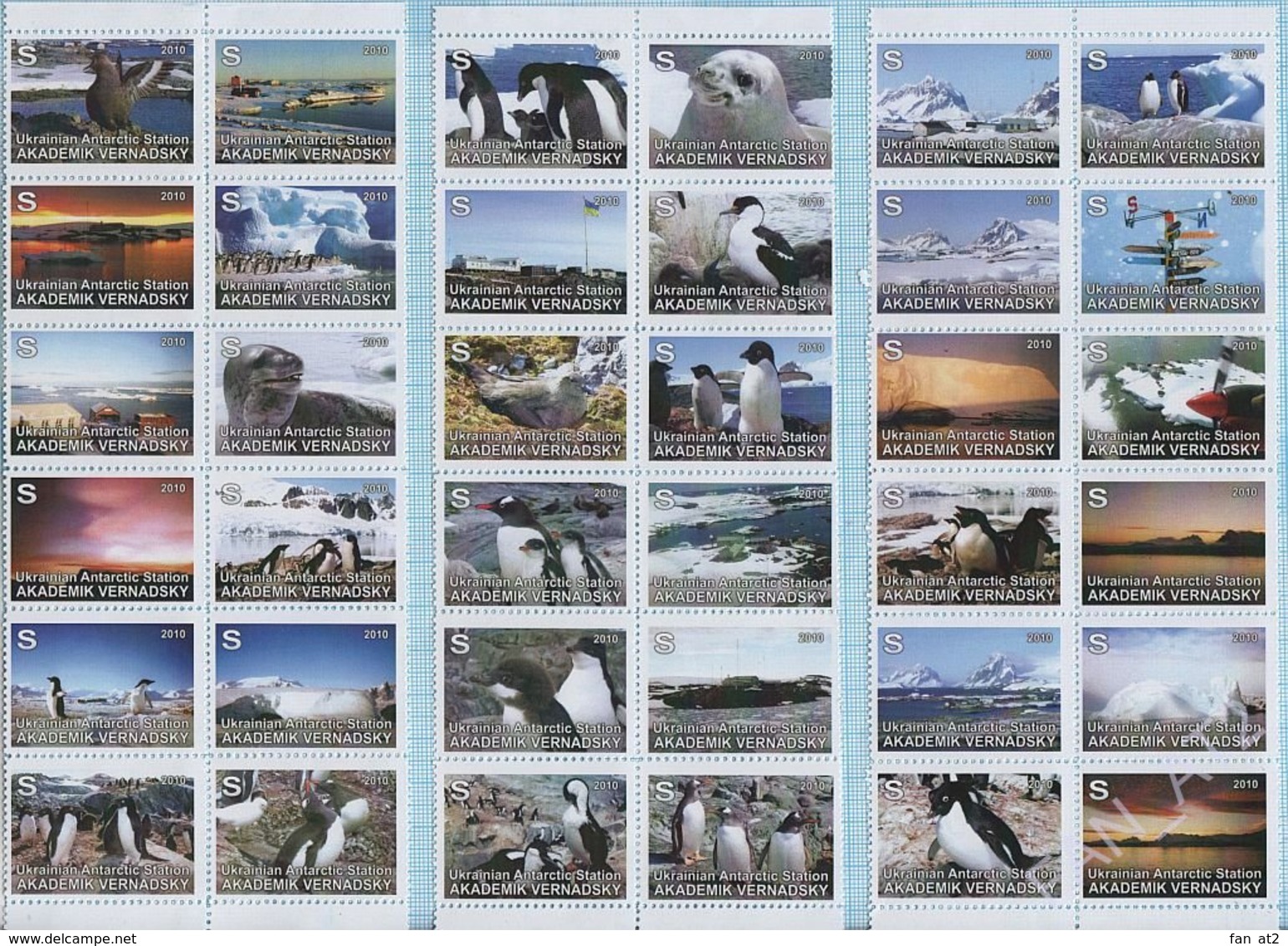 Ukraine Stamps Private Issue Ukrainian Antarctic Station Akademik Vernadsky 15 Years. Fauna Penguins. Animals Birds 2011 - Fantasy Labels