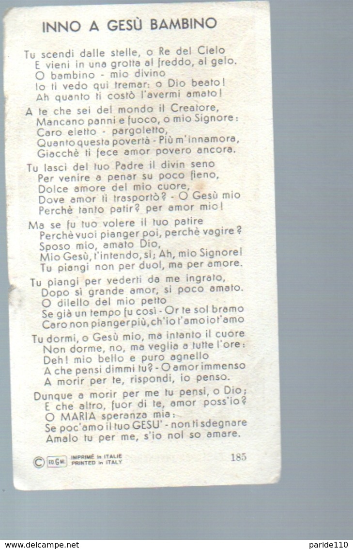 185- Santino Edizione G.mi EGIM NATIVITA' - Devotion Images