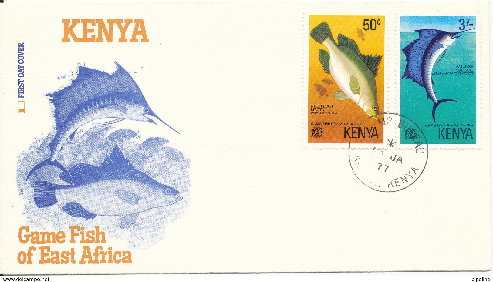 Kenya FDC GAME FISH Of East Africa 10-1-1977 With Cachet - Kenya (1963-...)