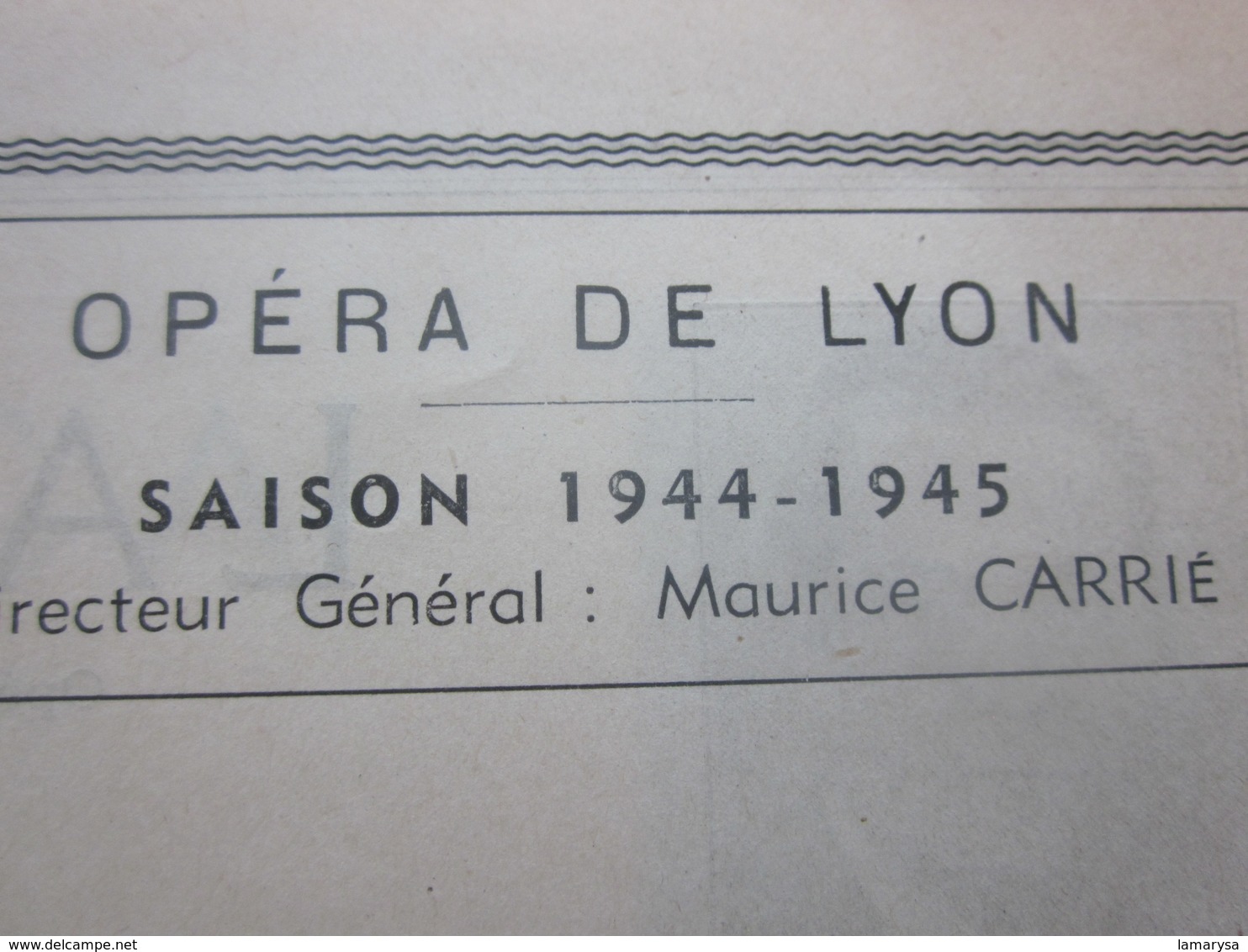 WW2 1944/45 PROGRAMME OPÉRA DE LYON-LA TOSCA - LE SPECTRE A LA ROSE -PUBS-SPECTACLES PENDANT LA GUERRE 14 NOV 44 - Programma's