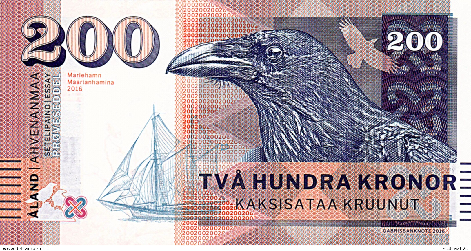 ALAND Island   200 Kronor 2016 Spécimen Essai - Fictifs & Spécimens