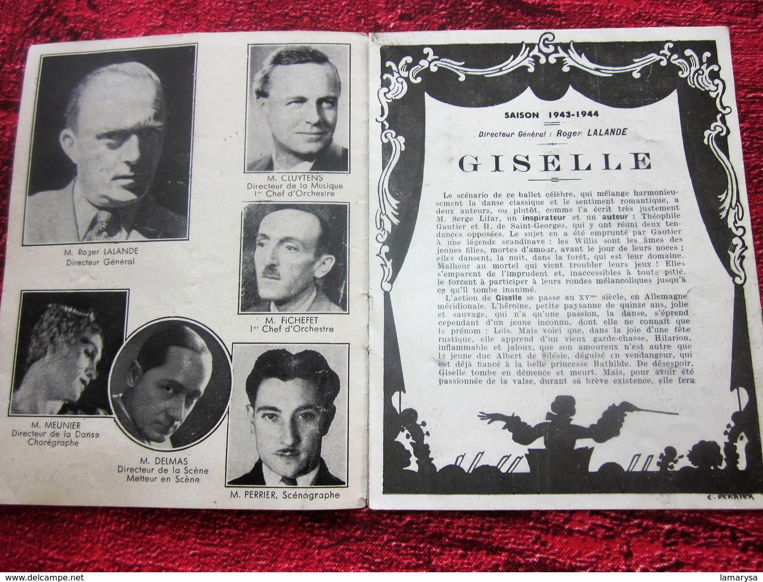 WW2 1943/44 PROGRAMME OPÉRA DE LYON- BALLET DE GISÈLE -LA VALSE-PUBS-SPECTACLES PENDANT LA GUERRE .... - Programmes