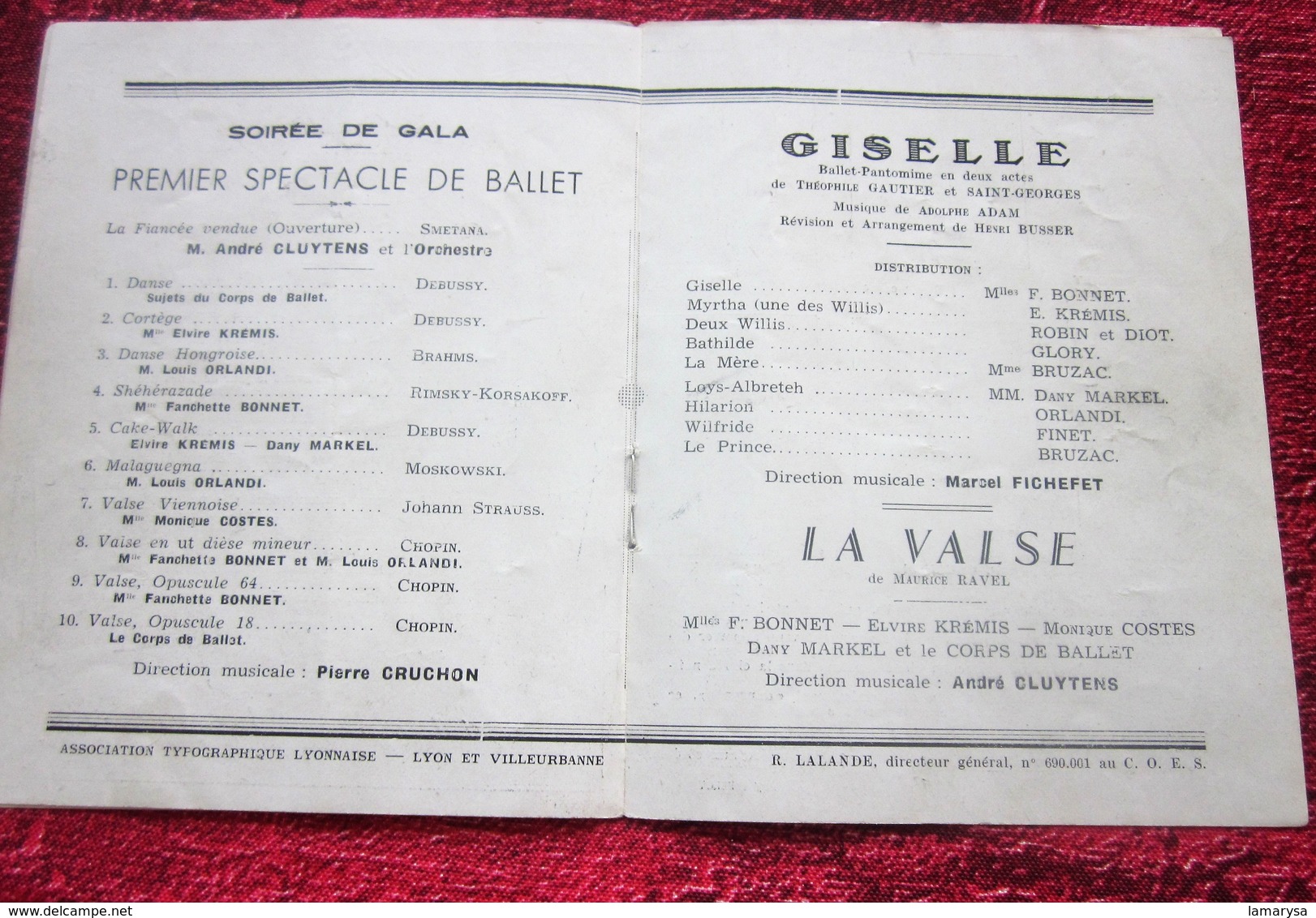 WW2 1943/44 PROGRAMME OPÉRA DE LYON- BALLET DE GISÈLE -LA VALSE-PUBS-SPECTACLES PENDANT LA GUERRE .... - Programmes