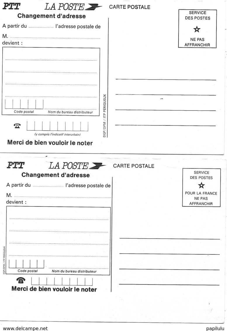 POSTE & FACTEURS 11 : Lot De 2 Cartes Changement D Adresse : Communiquez Votre Code Postal ( Humour Déménageur ) - Postal Services