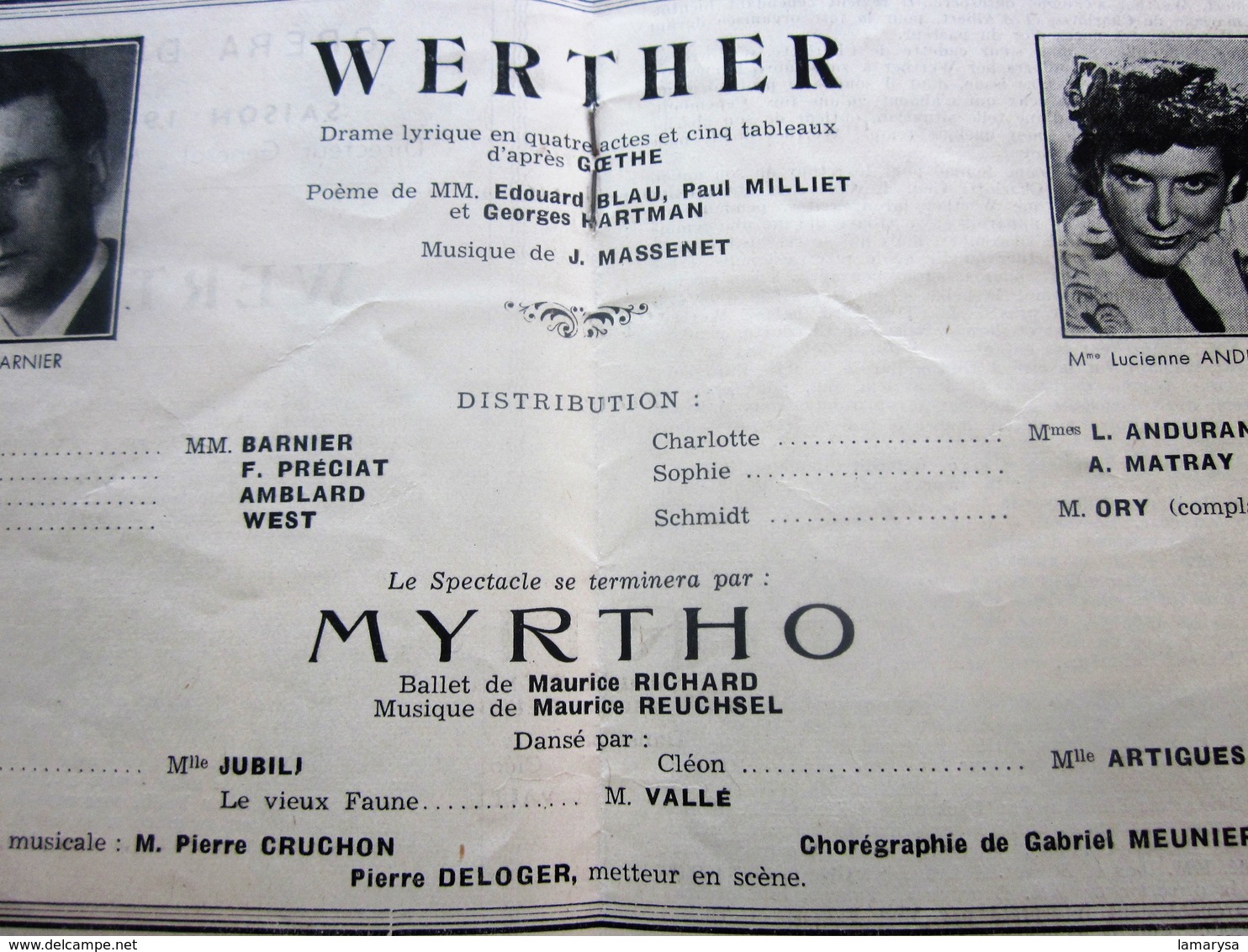 WW2 1944/45 PROGRAMME OPÉRA DE LYON- WERTHER - MYRTHO -PUBS-SPECTACLES PENDANT LA GUERRE .... - Programmes