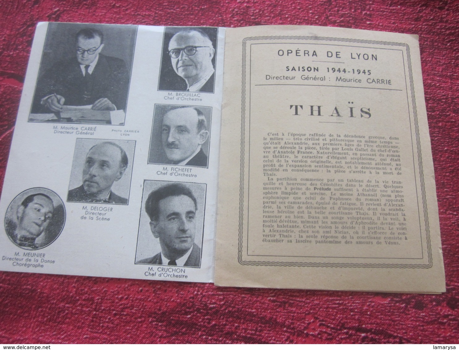 WW2 1944/45 PROGRAMME OPÉRA DE LYON-THAIS  - GRAND BALLET-VARIÉTÉS CHORÉGRAPHIQUE-PUBS-SPECTACLES PENDANT LA GUERRE - Programmes