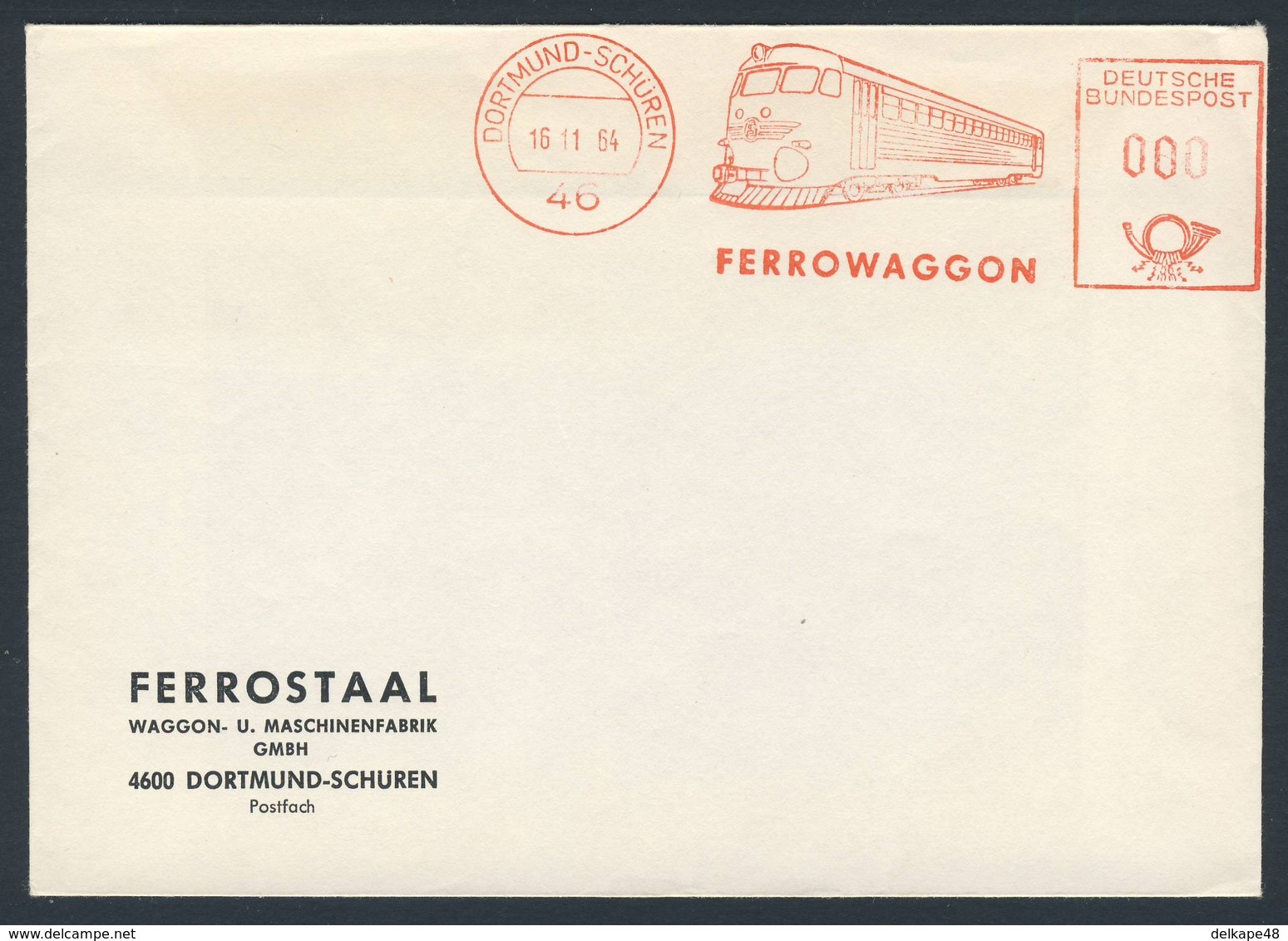 Deutschland Germany 1964 Cover / Brief / Enveloppe - "Ferrowaggon"  Dortmund-Schüren - Ferrostaal, Waggon-Maschinenfabr. - Treinen