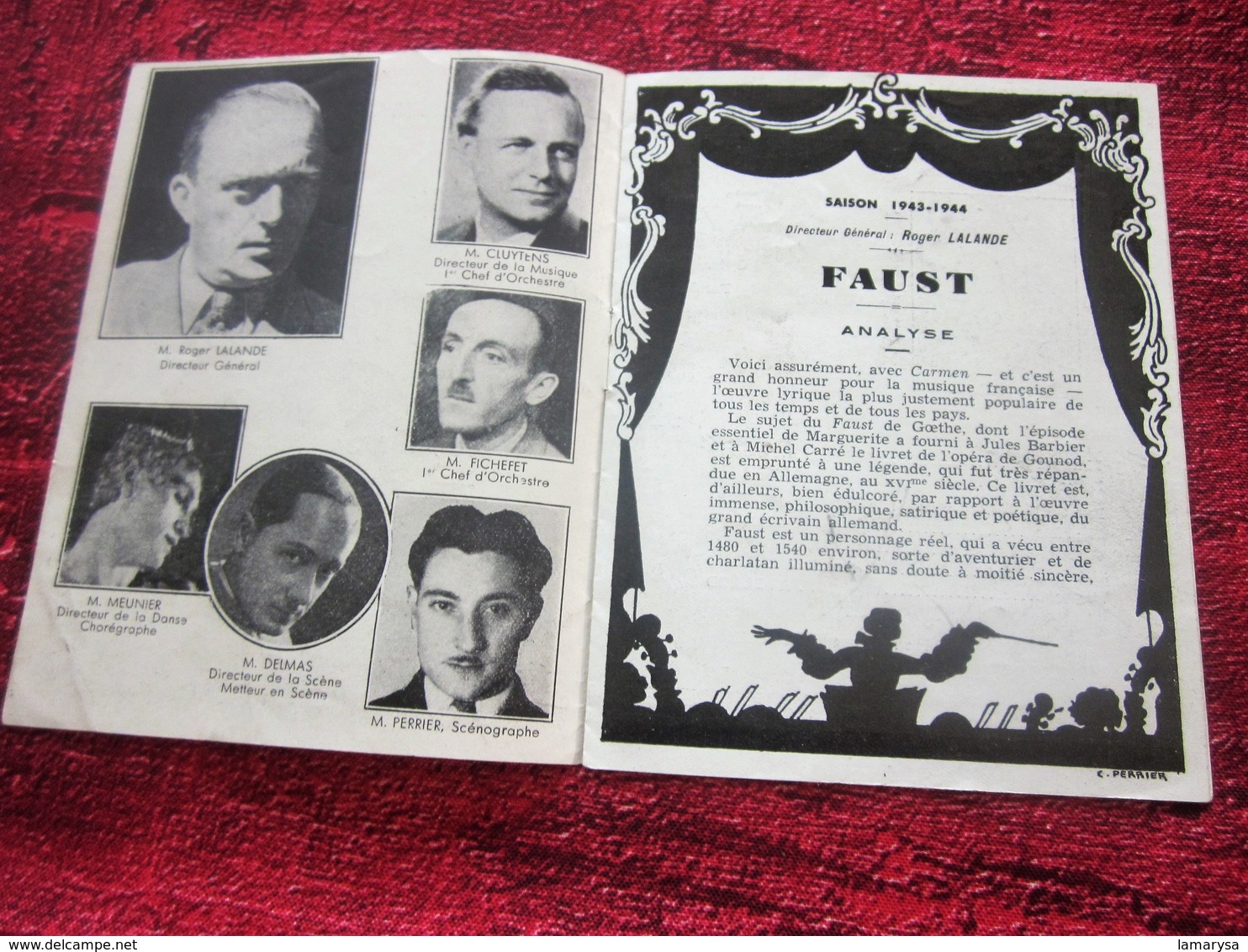 WW2 1943/44 PROGRAMME OPÉRA DE LYON-FAUST-LA NUIT DE WALPURGIS-VARIÉTÉS CHORÉGRAPHIQUE-PUBS-SPECTACLES PENDANT LA GUERRE - Programmes