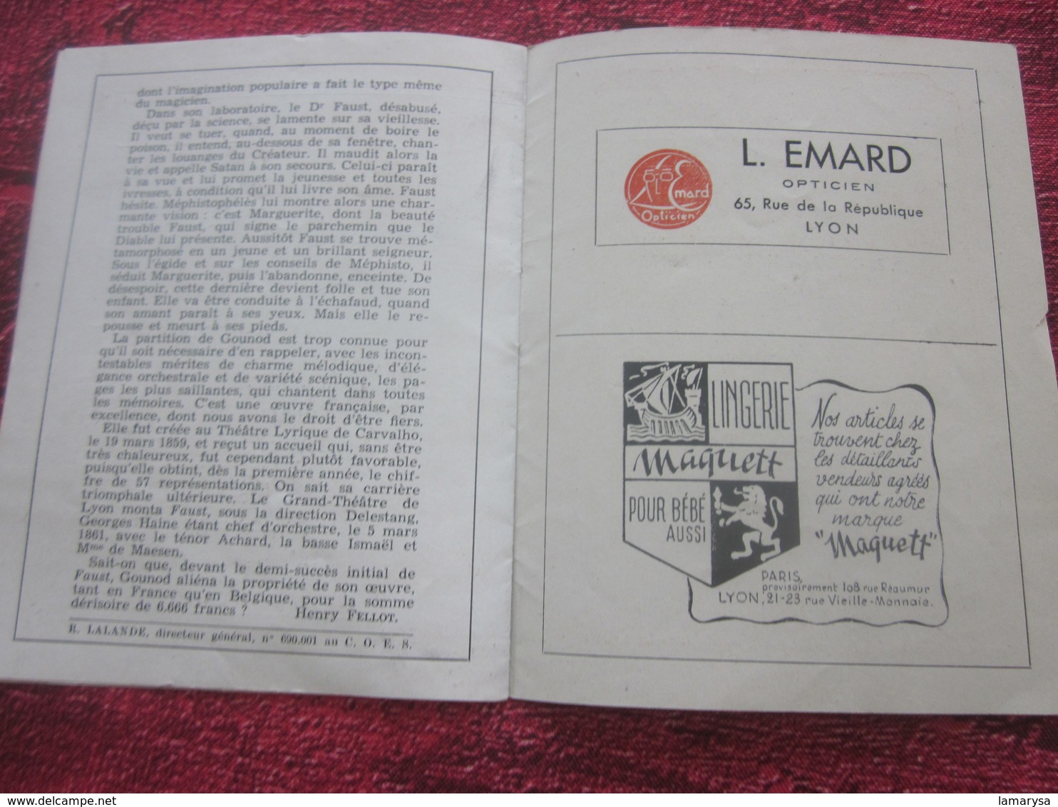 WW2 1943/44 PROGRAMME OPÉRA DE LYON-FAUST-LA NUIT DE WALPURGIS-VARIÉTÉS CHORÉGRAPHIQUE-PUBS-SPECTACLES PENDANT LA GUERRE