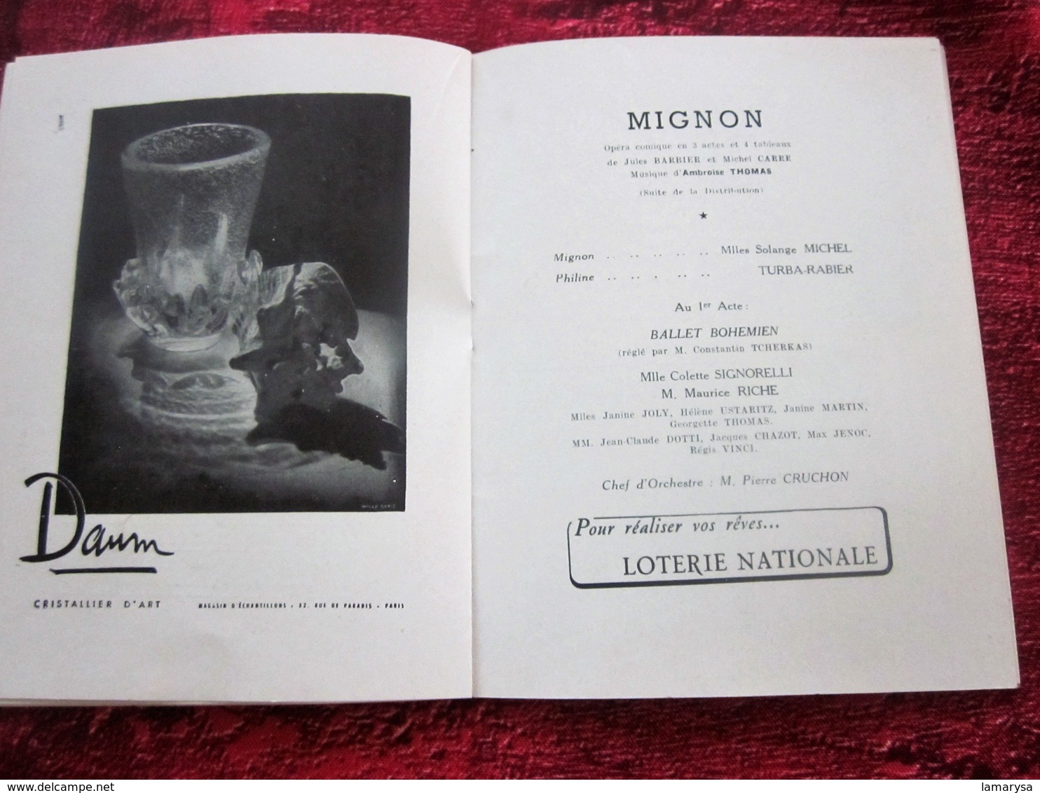 MIGNON 1951 PROGRAMME THÉÂTRE NATIONAL  OPÉRA COMIQUE DE PARIS -PUBS - PHOTOS COMÉDIENS ARTISTES - DANSE - VARIÉTÉS