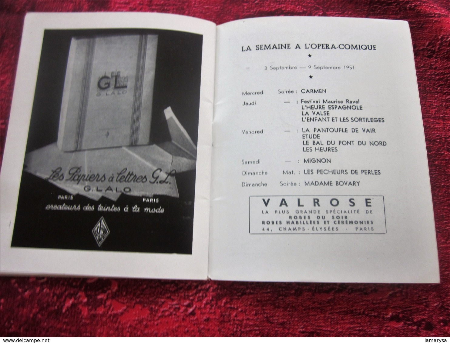 MIGNON 1951 PROGRAMME THÉÂTRE NATIONAL  OPÉRA COMIQUE DE PARIS -PUBS - PHOTOS COMÉDIENS ARTISTES - DANSE - VARIÉTÉS