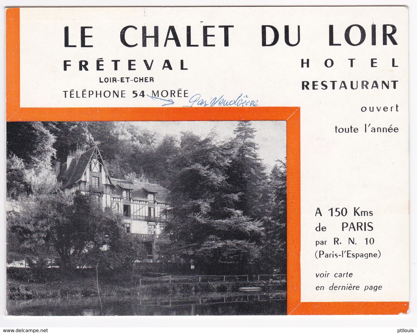 Le Chalet Du Loir - M. LARNAUDIE - Fréteval (41 - Loir Et Cher) - Carte Publicitaire - - Sports & Tourisme