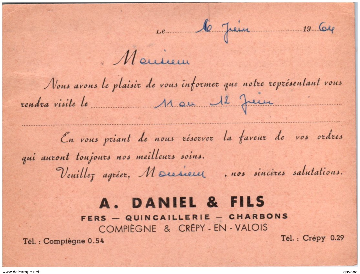 Avis De Passage Refusé Et Taxé à 0,60 Du 08/06/1964 - 1859-1959 Lettres & Documents