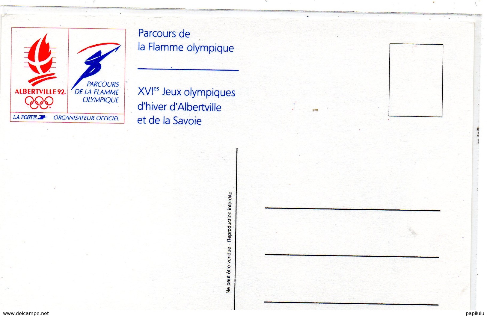 POSTE & FACTEURS 22 : Parcours De La Flame Olympique , XVI° Jeux D Hiver D Albertville Et De La Savoie - Poste & Facteurs