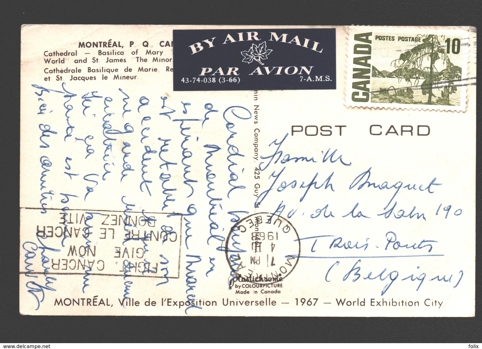 Montréal - Cathedral - Basilica Of Mary - 1968 - By Air Mail - Montreal