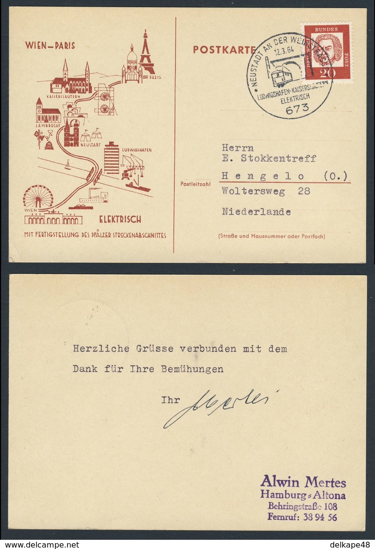 Deutschland Germany 1964 Postcard / Postkarte - Ludwigshafen - Kaiserslautern Elektrisch, Neustad An Der Weinstrasse - Trains