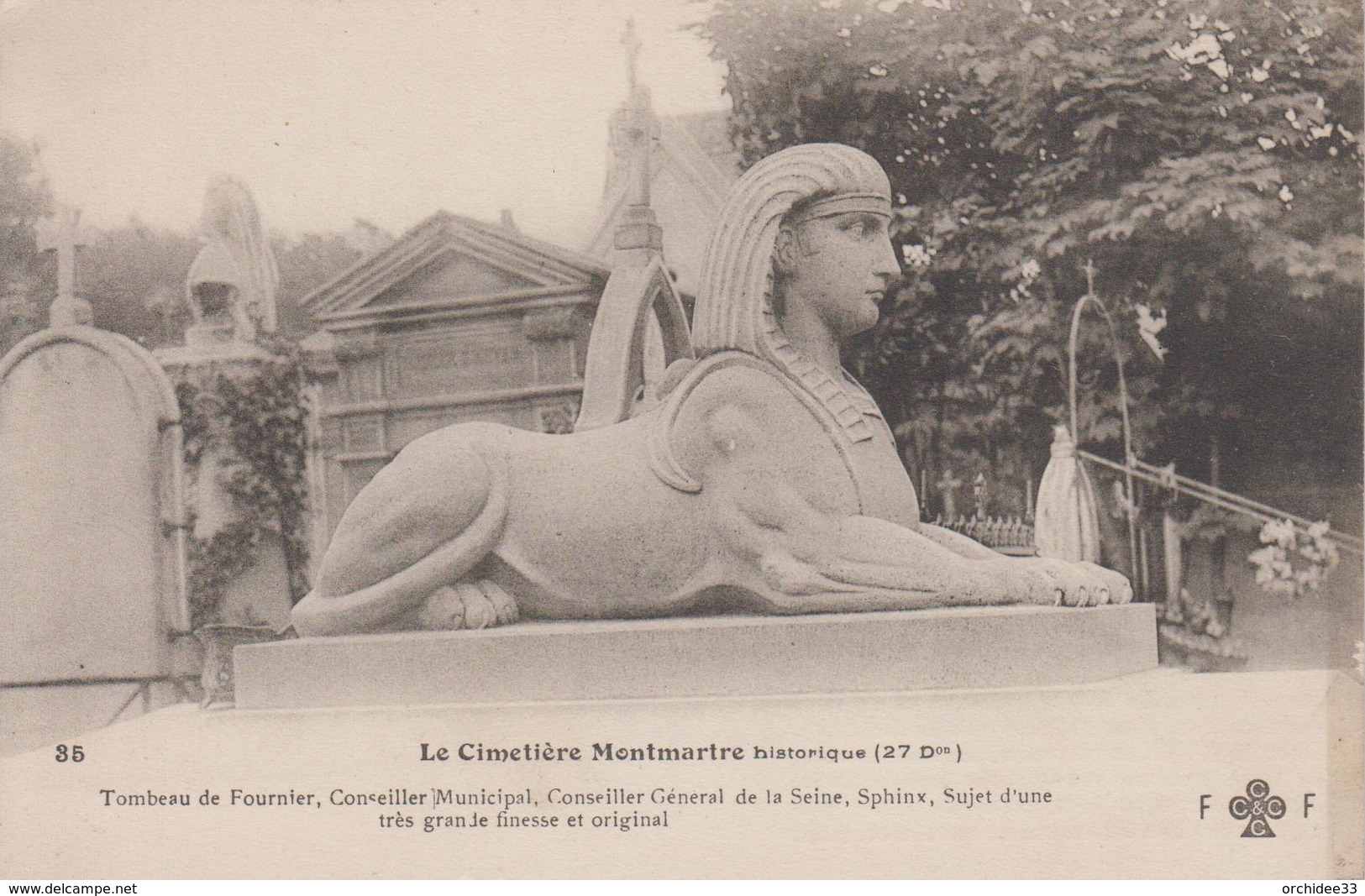 CPA (Paris) - Le Cimetière Montmartre Historique (27e Don) - Tombeau De Fournier, Conseiller Municipal ... Sphinx ... - Other & Unclassified