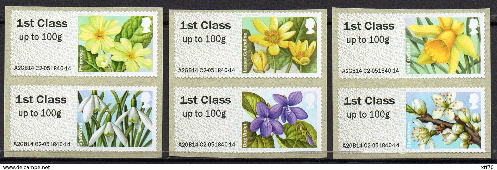 GREAT BRITAIN 2014 Post & Go: British Flora I. Spring Blooms - Post & Go Stamps