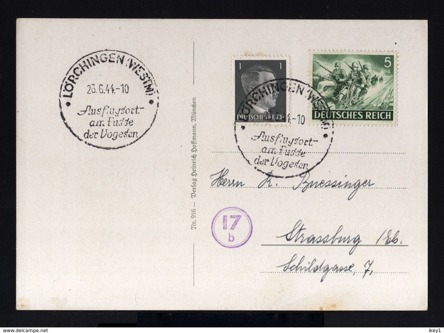 T195-GERMAN EMPIRE-PROPAGANDA POSTCARD ADOLF HITLER.1944.WWII.Lorchinge,Hoffmann.DEUTSCHES REICH.POSTKARTE.Carte Postale - Briefe U. Dokumente