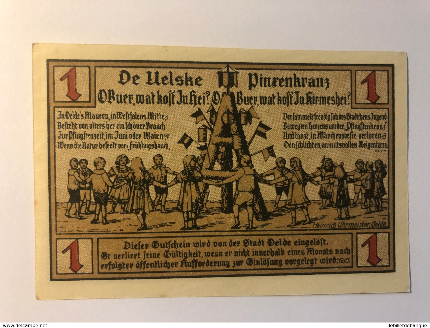 Allemagne Notgeld Delde 1 Mark - Collections