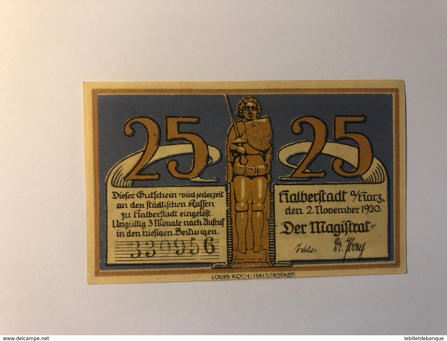 Allemagne Notgeld Halberstadt 25 Pfennig - Collections