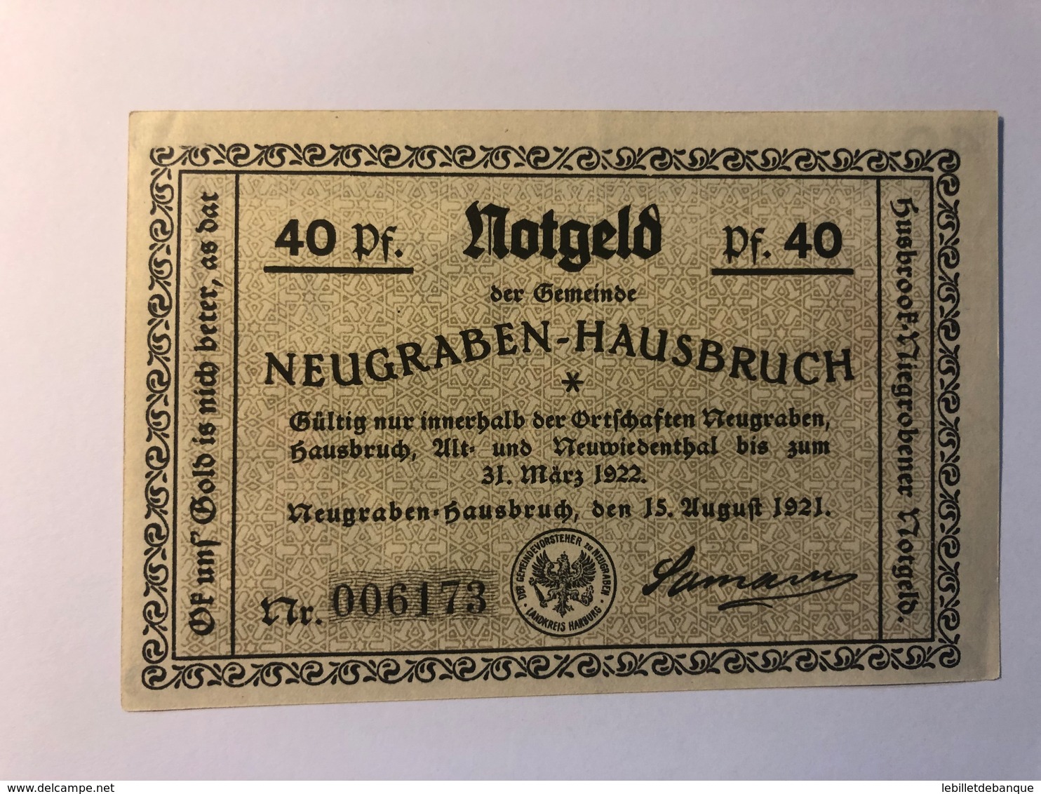 Allemagne Notgeld Neugraben 40 Pfennig - Collections