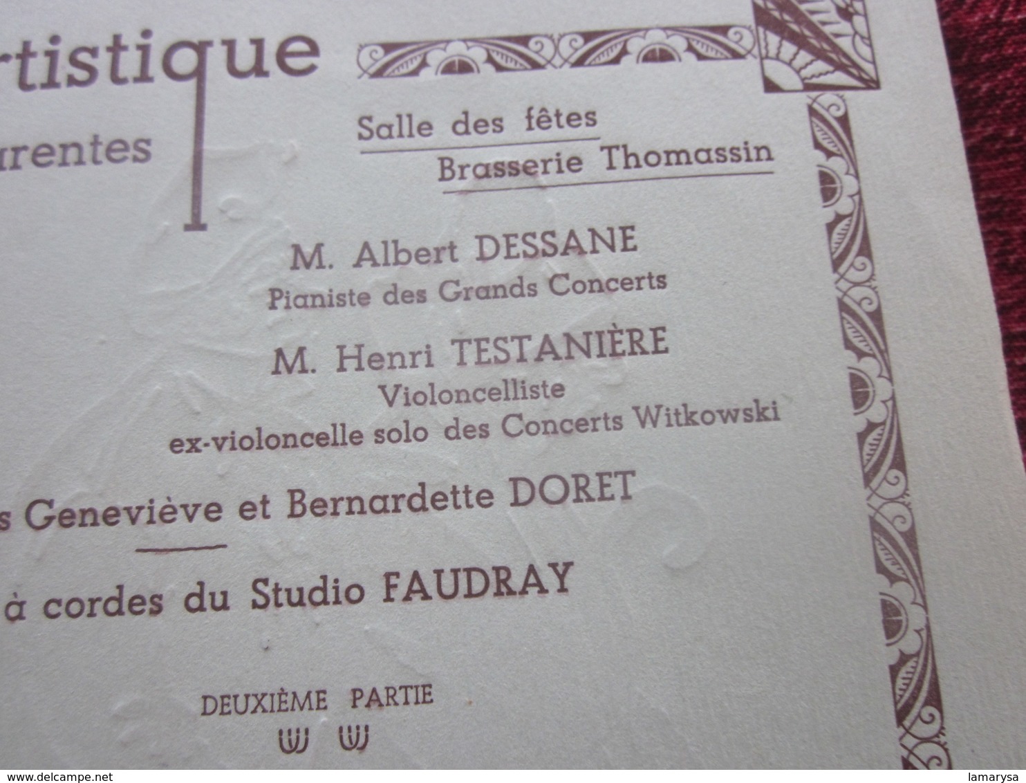 8-12-1935-AMICALE DES DEUX CHARENTES MATINEE ARTISTIQUE ARLESIENNE DE BIZET-SELIKA-MARCHE GRACIEUSE-SOLO HAUBOIS-BARDE- - Programs