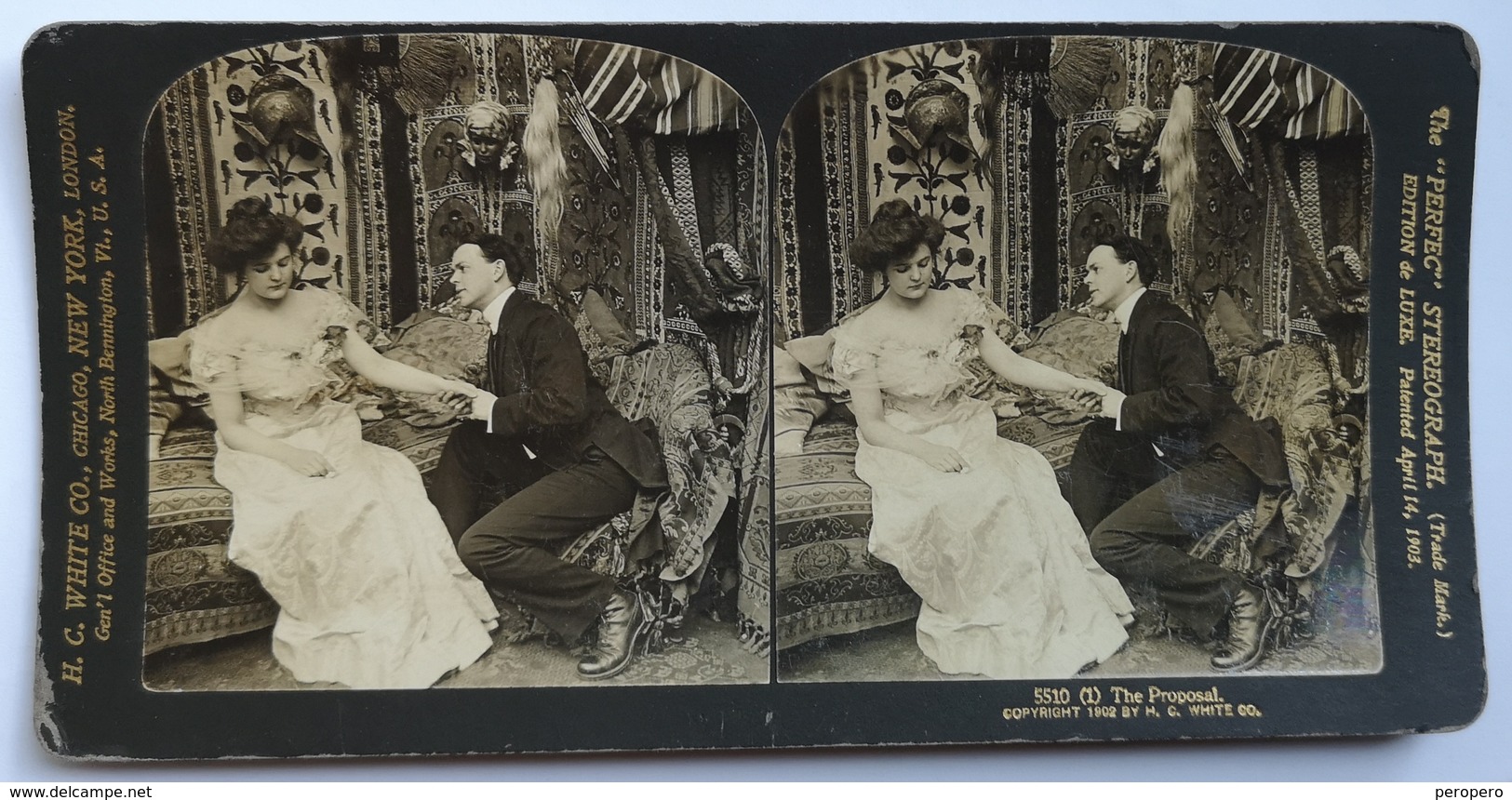 PHOTO STEREOSCOPIC STEREO COUPLE FASHION THE PROPOSAL 1902. - Stereo-Photographie